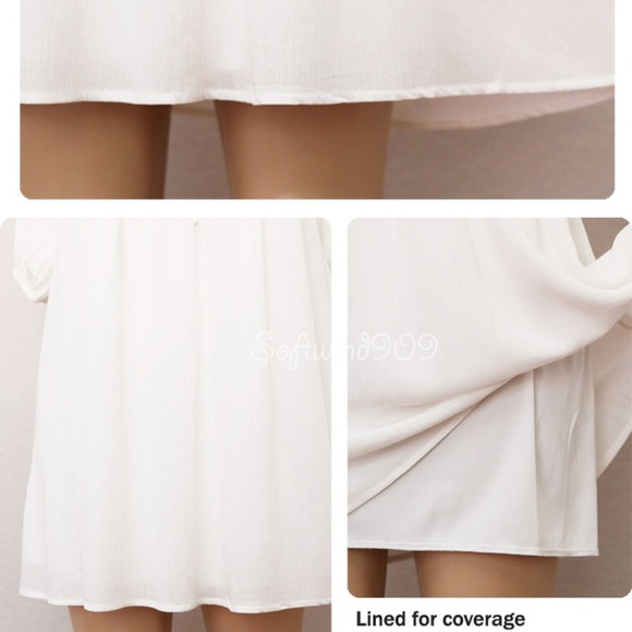 Last☝️ Ivory Crochet Lace Gauzy BOHO Peasant Dress - Picture 5 of 8